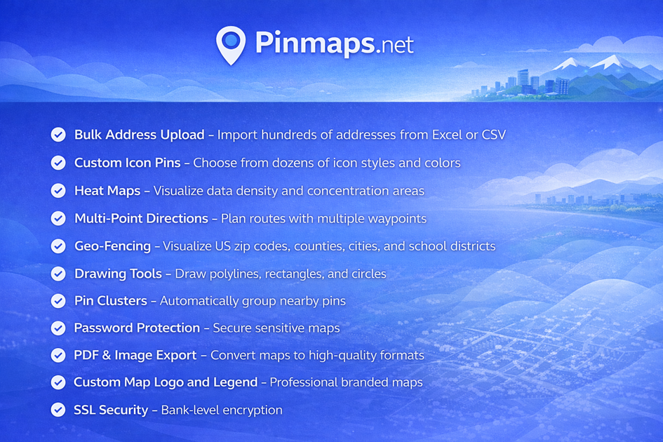 Pin Map Chart Pinmaps Features - Complete Pin Mapping Software Since 2007 | Pinmaps.net